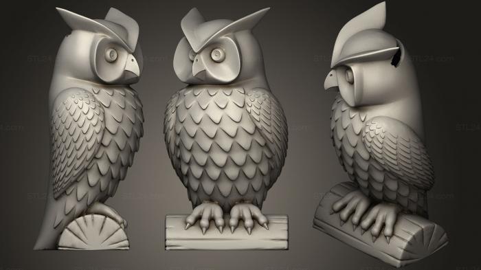 Bird figurines (Owl Bank, STKB_0180) 3D models for cnc